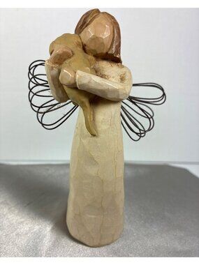 1999 Willow Tree Angel of Friendship Figurine Susan Lordi Holding Puppy Retired